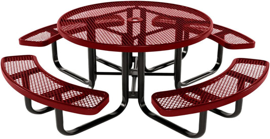 Coated Outdoor Furniture Heavy-Duty Portable Outdoor Kids Table with Umbrella Hole, Expanded Metal
