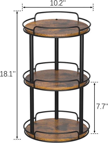 LAMU 10.2'' Wood Lazy Susan Turntable Organizer for Cabinet, 3 Tier Lazy Susan Spice Rack Organizer