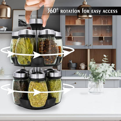 Revolving Spice Rack Organizer Countertop, Spinning Spice Storage Rack Tower Organizer with 12