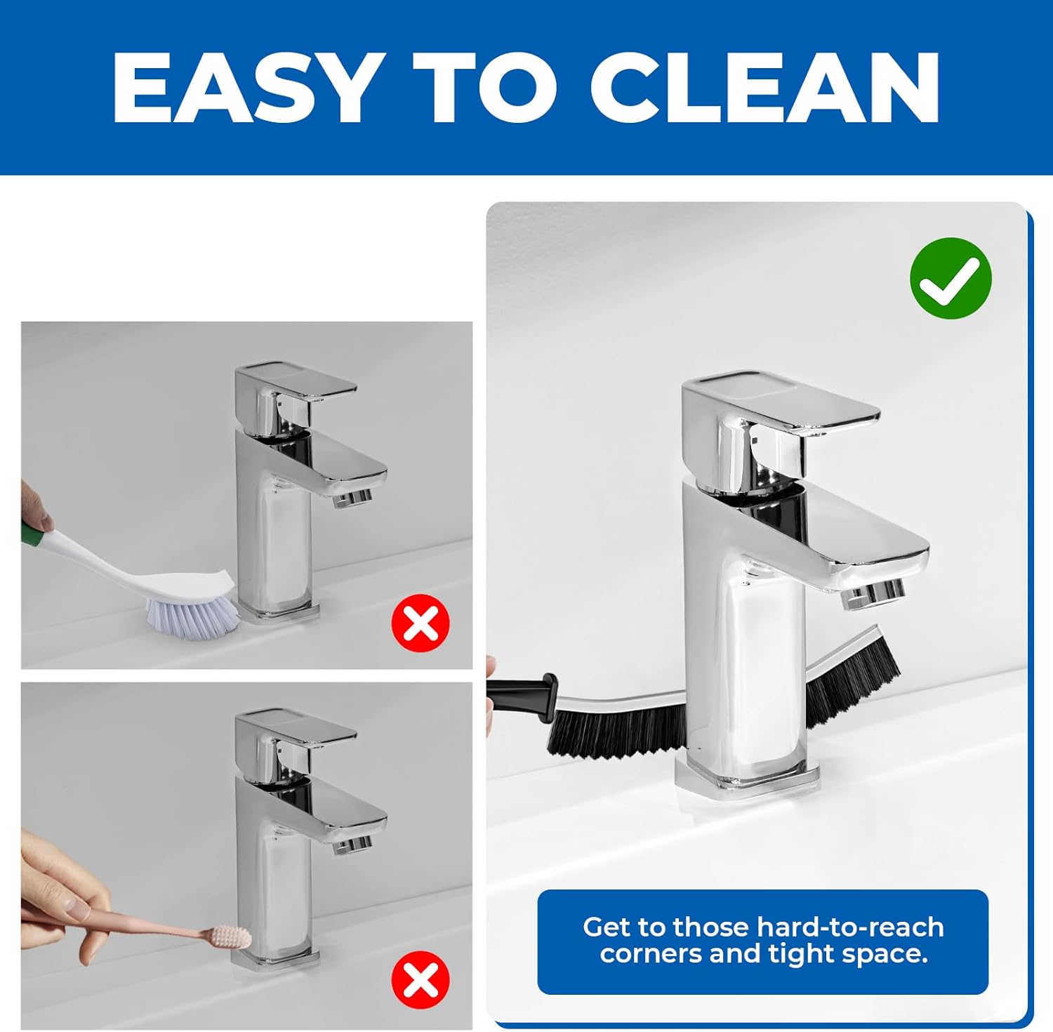 Crevice Cleaning Brushes, Serrated Cleaner Scrub Brush Tool for Hard to Reach Tight Space, Home