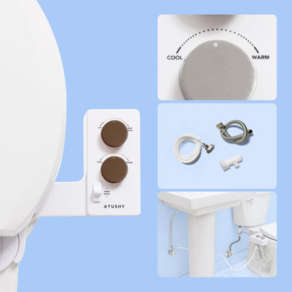 TUSHY Self-Cleaning Cool to Warm Water Bidet Attachment. Easy Universal DIY Install, No Plumber