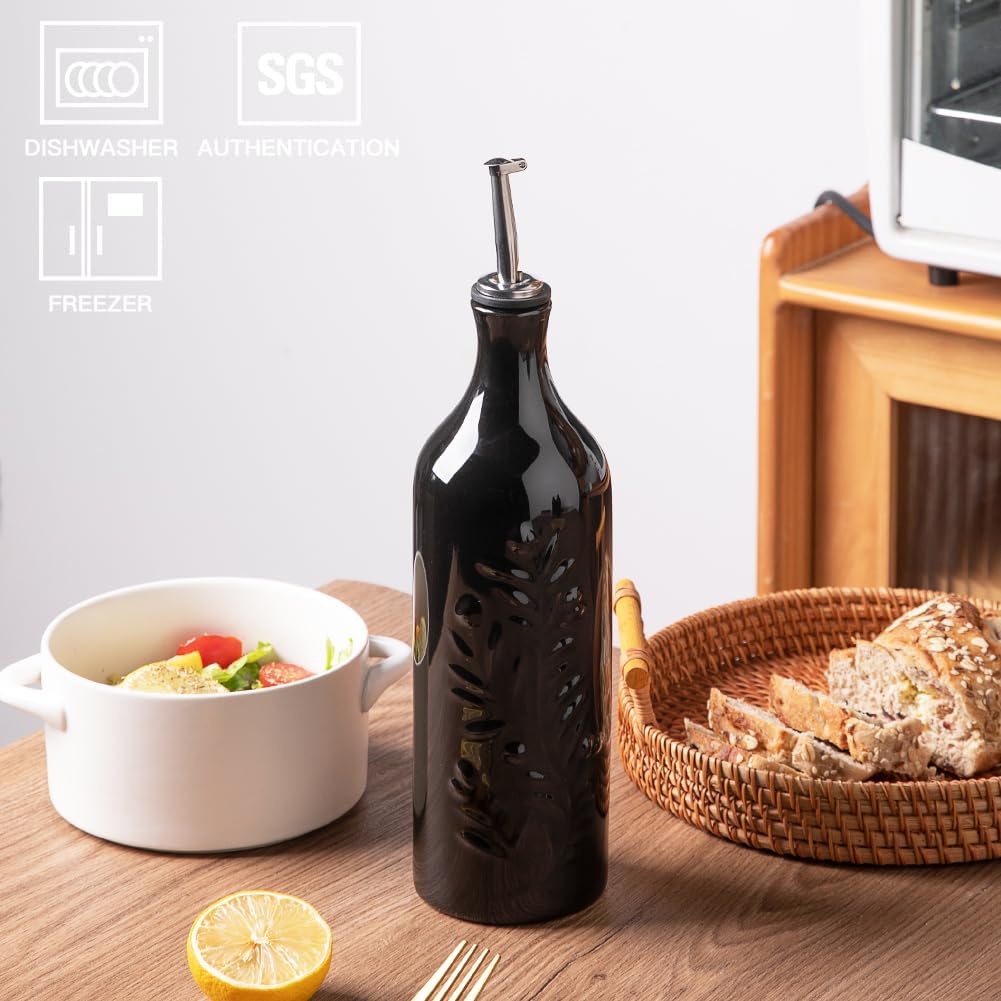 Sweejar Large Olive Oil Dispenser Bottle with Spout, 24 Oz Ceramic Oil Dispenser for Kitchen