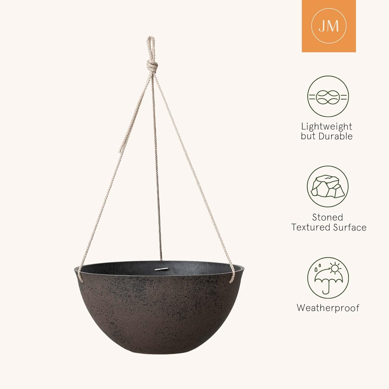 LA JOLIE MUSE Large Hanging Planters - 13 Inch Flower Pots Outdoor Indoor, Hanging Garden Planters