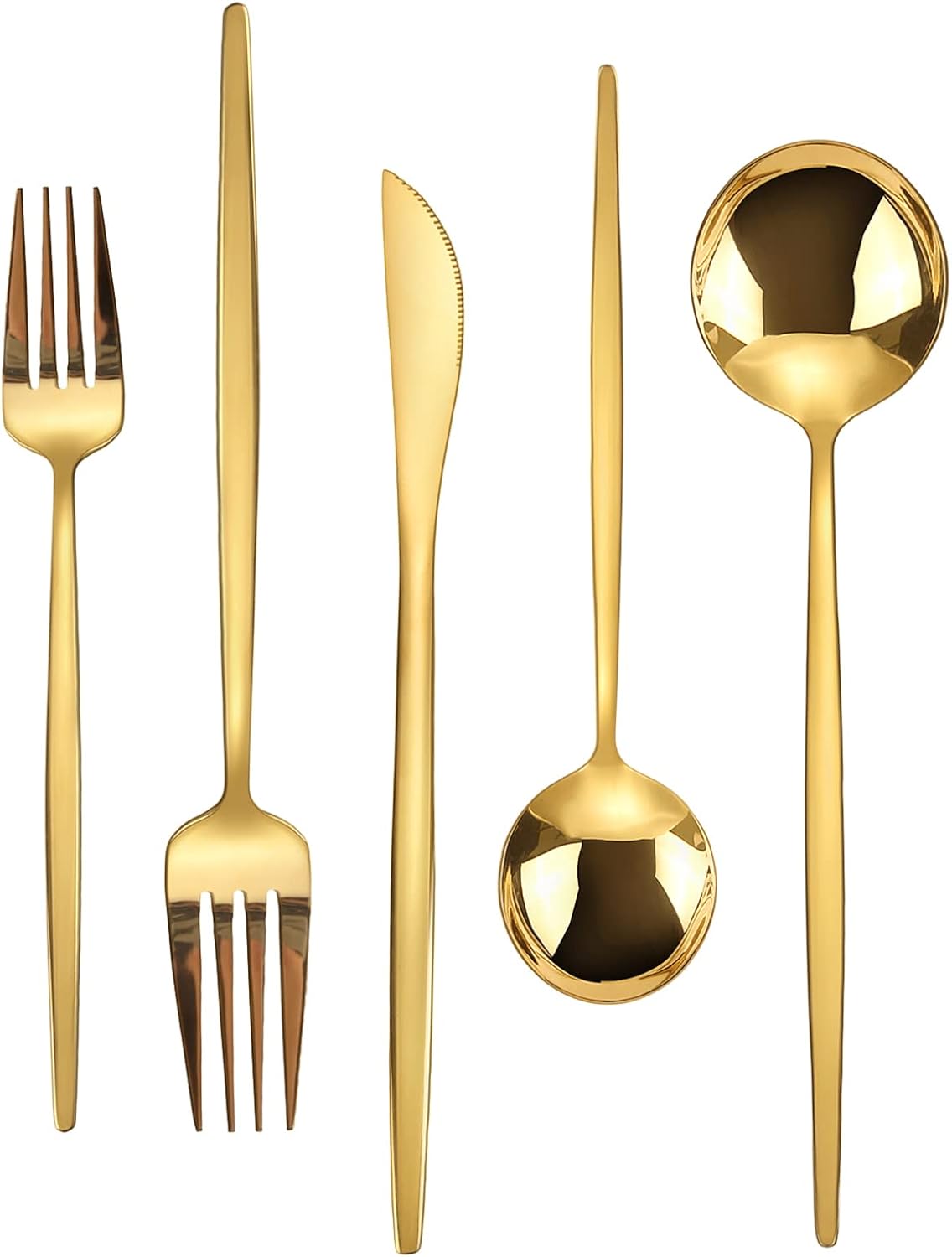 Gold Silverware Set, KassKa 40 Pieces Flatware Cutlery Set, Stainless Steel Utensils Set Spoon Fork