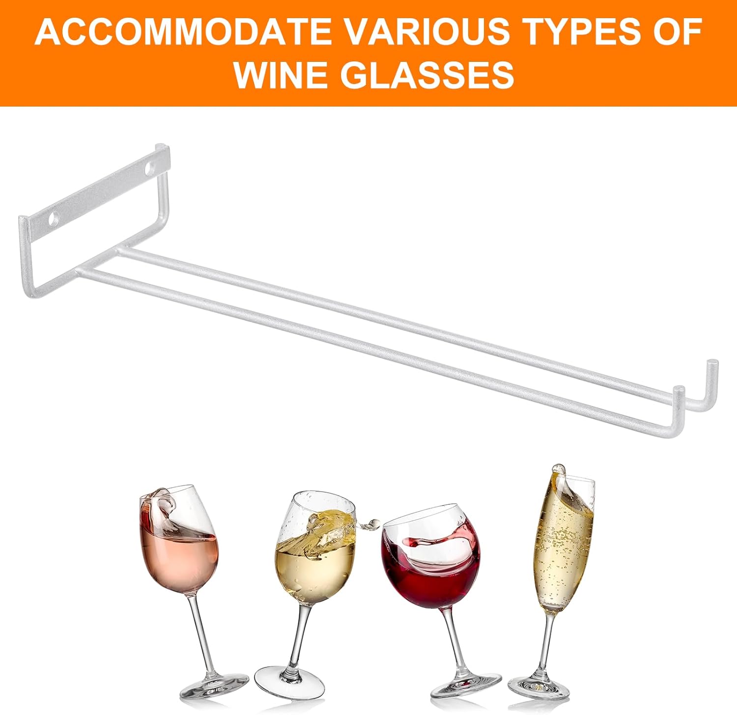 uxcell 5Pcs Wine Glass Rack, 11.81 Inch Iron Wine Glasses Rack Under Cabinet Stemware Rack - Wall