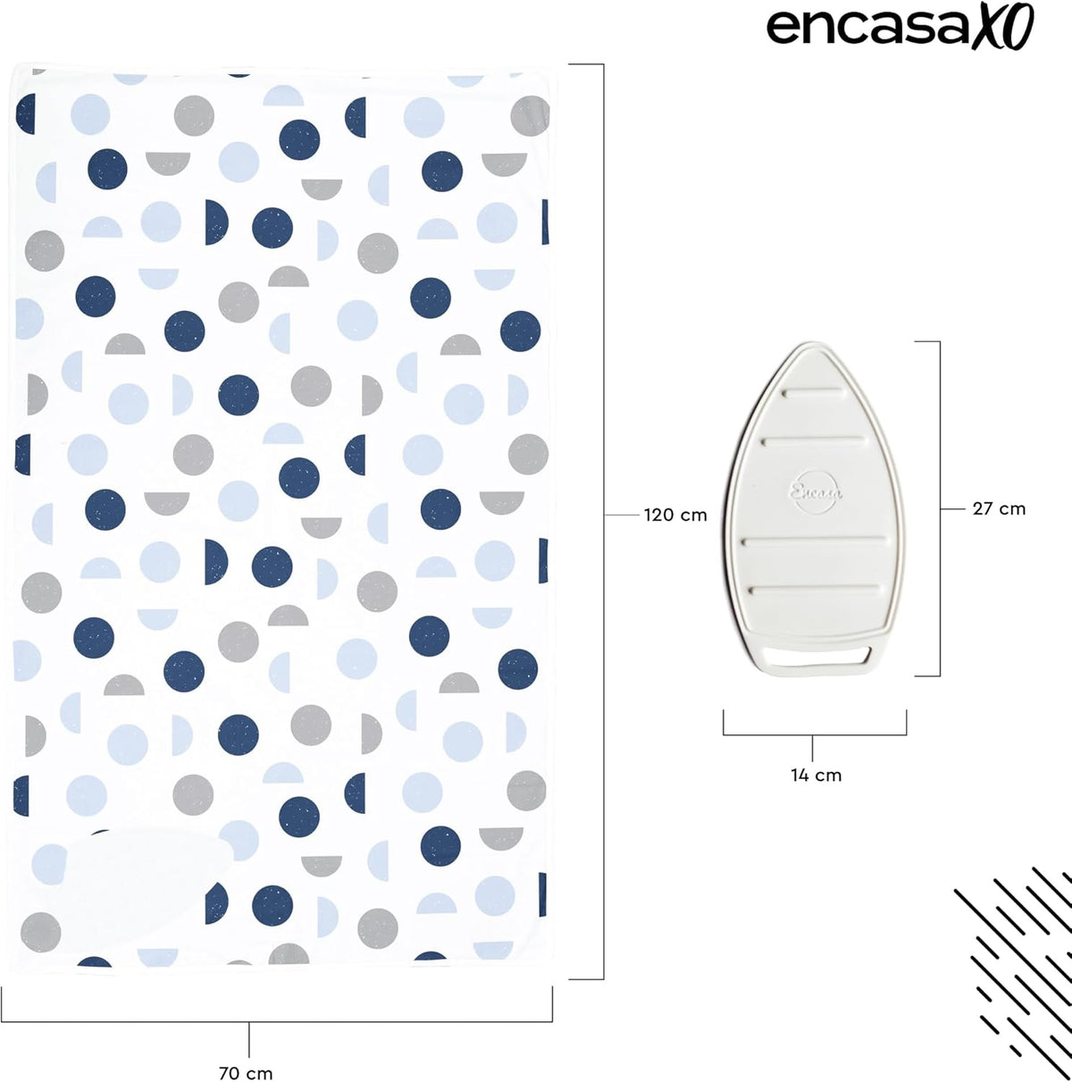 Encasa XO Ironing Mat/Pad (Large 48"x28") with 3mm Padding & Silicone Iron Rest for Steam Pressing