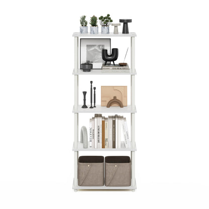 Furinno Turn-N-Tube Storage Shelves, 5-Tier Book Shelf, Corner Shelf, Toolless Open Shelves, for