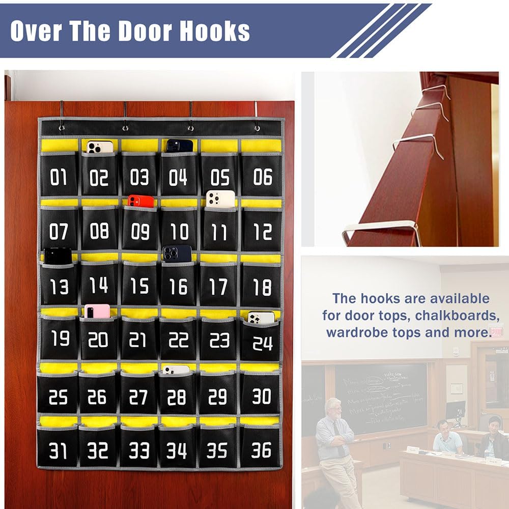 Loghot Classroom Accessories Closet Pocket Chart for Cell Phones Holder Wall Door Hanging Organizer