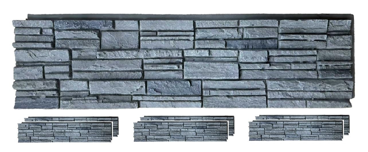 OTECKO 6-Pack Faux Stone Wall Panel 48 in x 13 in x 2 in Stacked Stone High Density Polyurethane