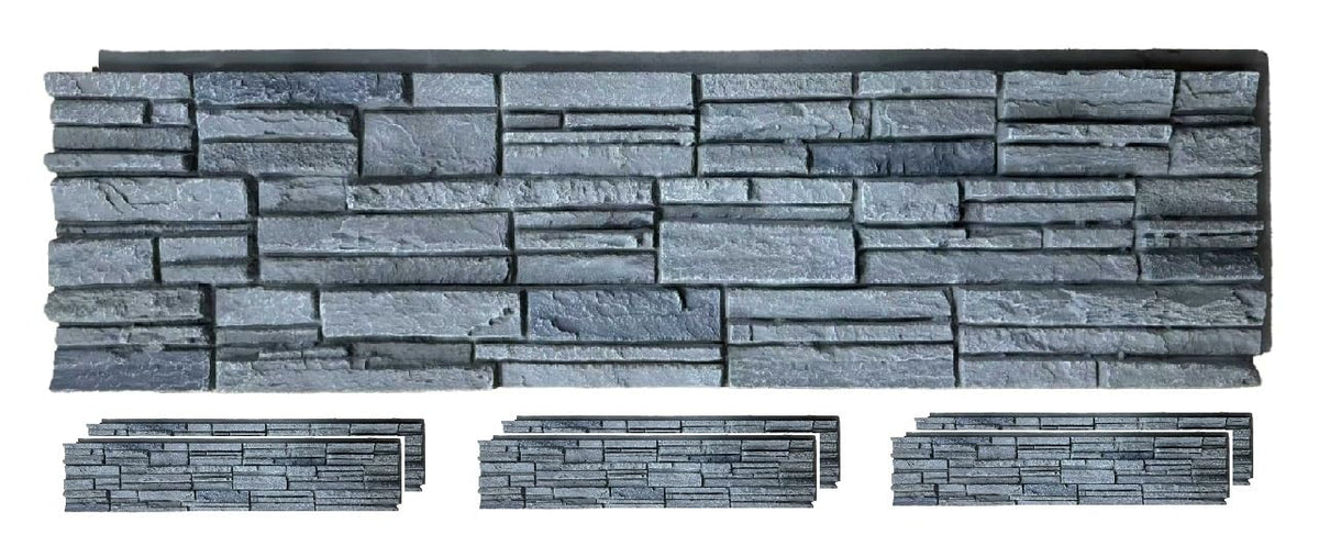 OTECKO 6-Pack Faux Stone Wall Panel 48 in x 13 in x 2 in Stacked Stone High Density Polyurethane