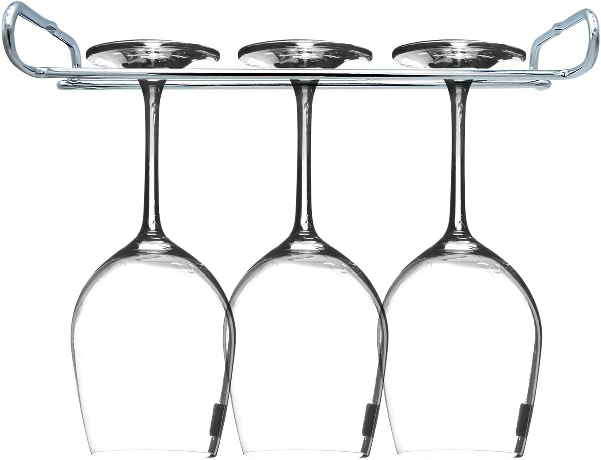 10 Inch Wine Glass Rack Under Cabinet Shelf Stemware Storage Hanging Hanger Organizer Glasses