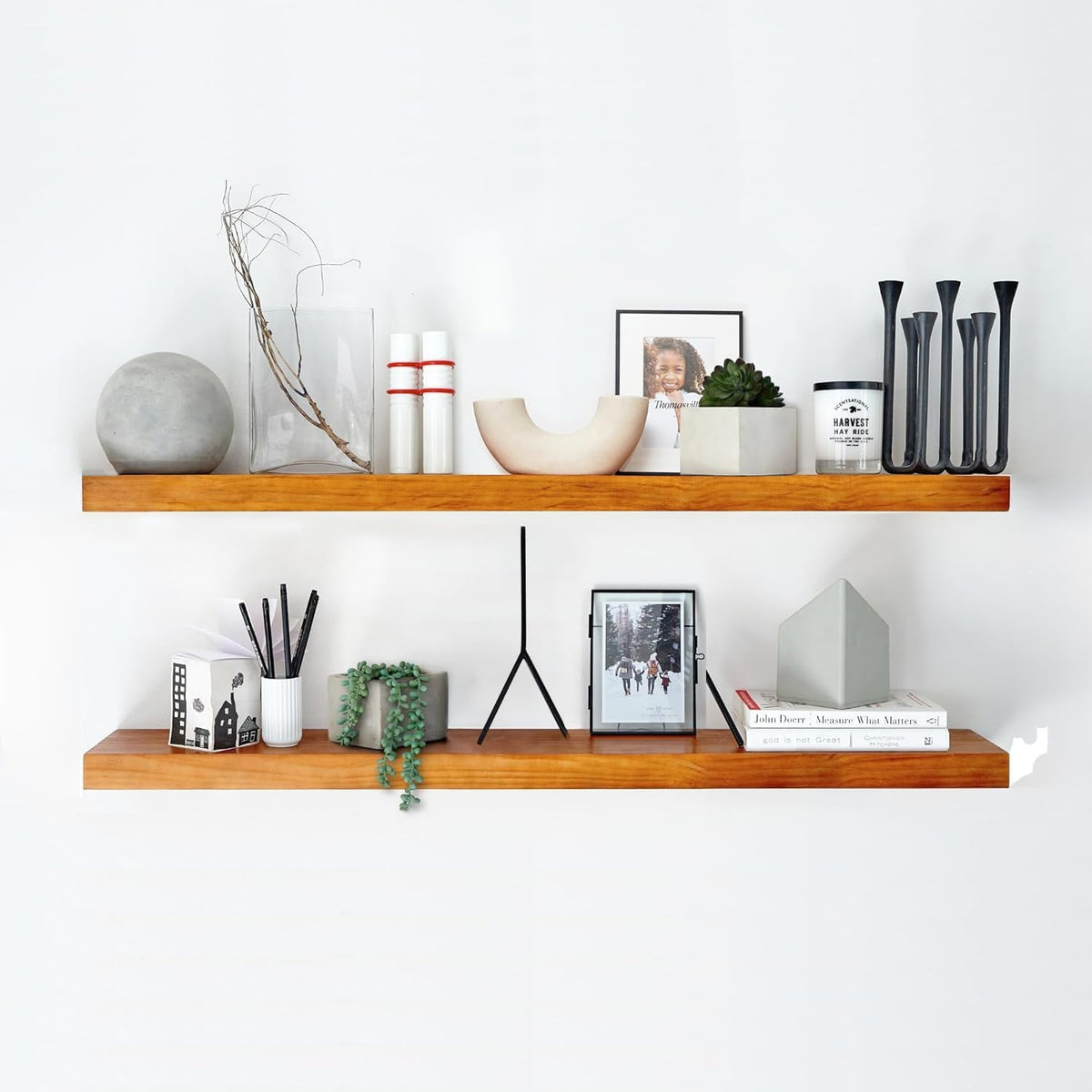 Homeforia Oak Floating Shelves 42 inch Long, High End Solid Real Wood 42inch Floating Shelf for