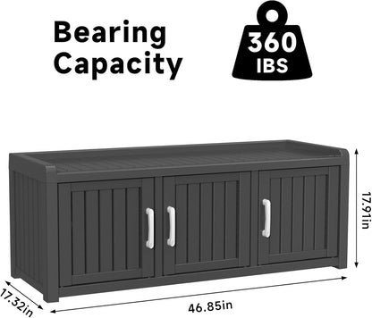 ROJIK Shoe Cabinet Waterproof UV-Resistant,Storage Bench Indoor Outdoor with Adjustable Shelves,for