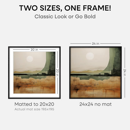 Homeforia 24x24 Black Wood Frame, High End Oak 24 x 24 Square Picture Frames with Mat 20 by 20