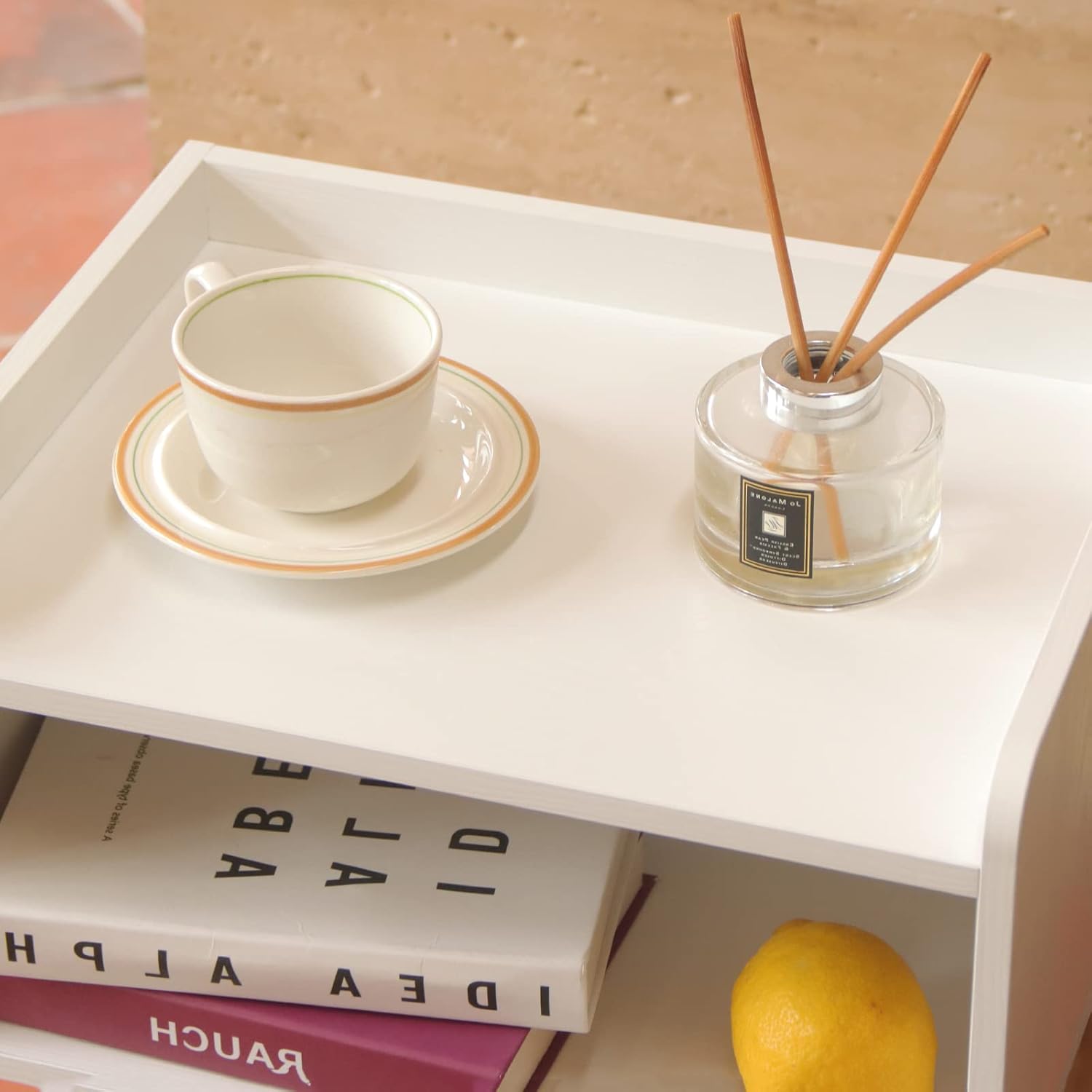 MaxSmeo White Nightstand, Small Bed Side Table for Small Spaces,Mid Century Modern Nightstand End