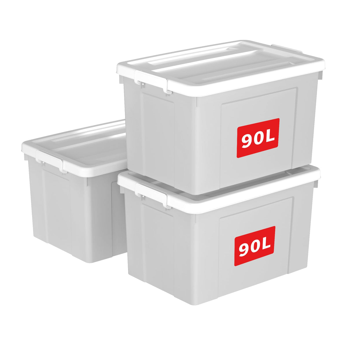 Cetomo Lidded Storage Bin with Handle, Tote Organizing Container with Wheels, Lid and Secure