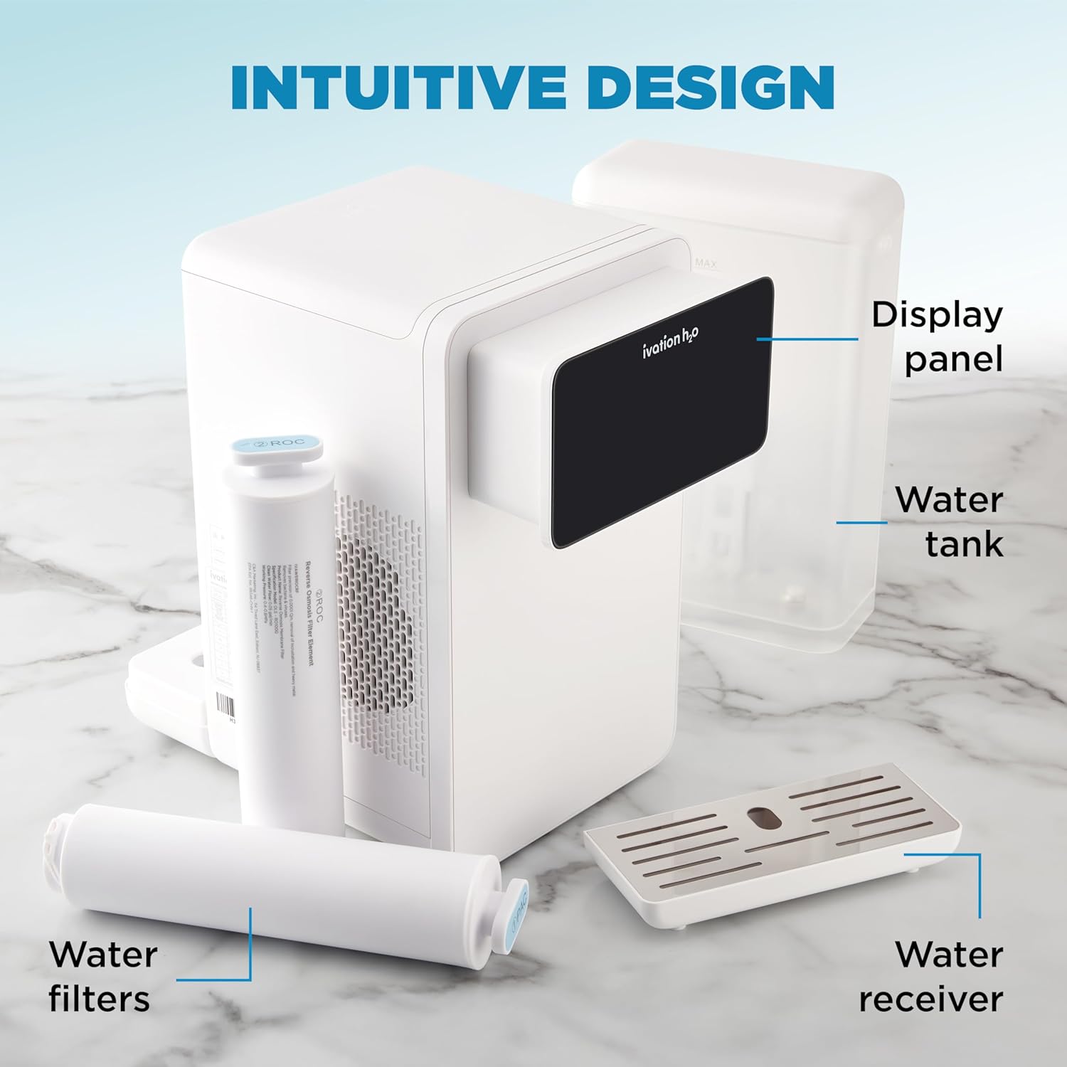 Ivation H2O Hot & Cold Countertop, Reverse Osmosis Water Filter, TDS Filter System, 4 Stage RO