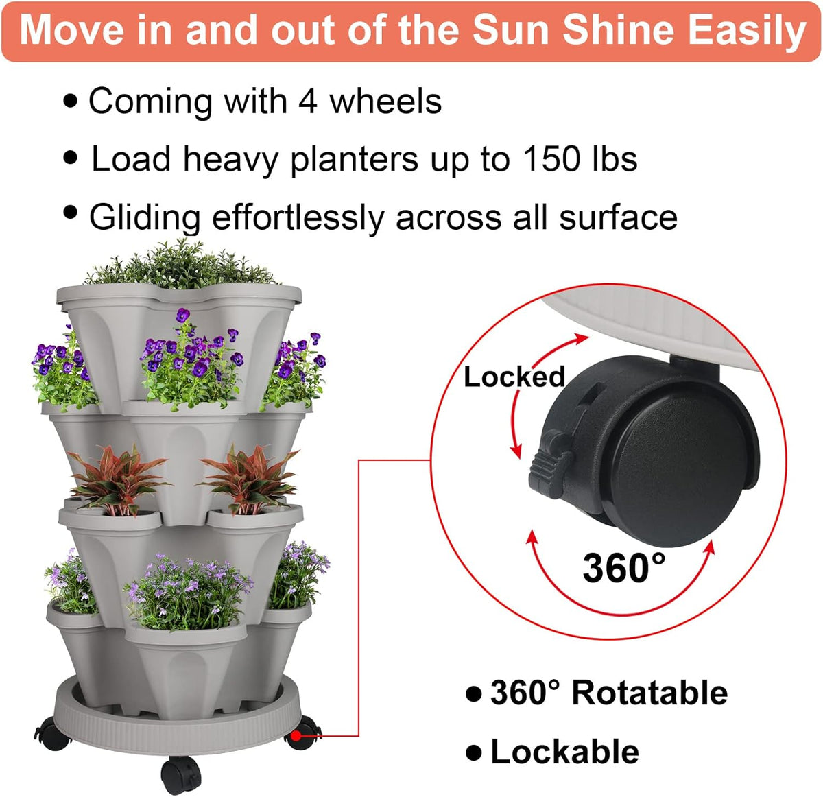 Vertical Planter 4 Tier Stackable Planters Garden Planters Strawberry Herb Flower and Vegetable