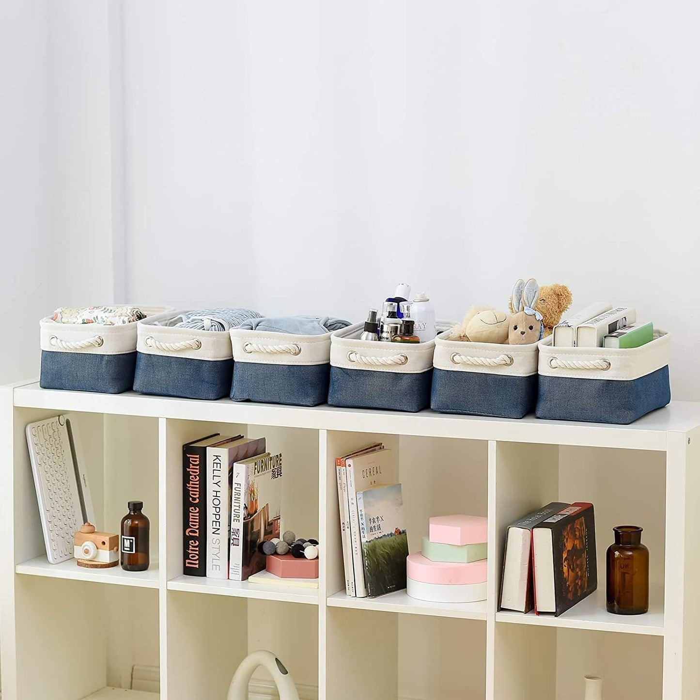 TheWarmHome Storage Bins for Shelves - 12x8x5.2 inch 1 Pack Baskets for Gifts Empty, Fabric Storage