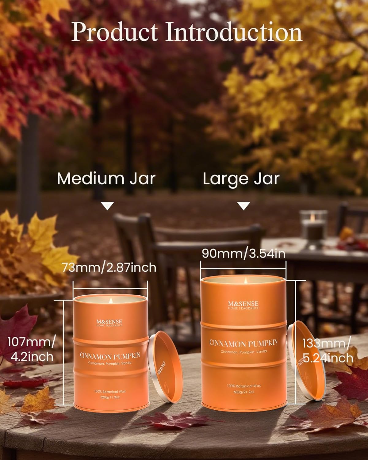 M&SENSE Cinnamon Pumpkin Scented Candles Natural Non Toxic, Aromatherapy Candle for Stress Relief