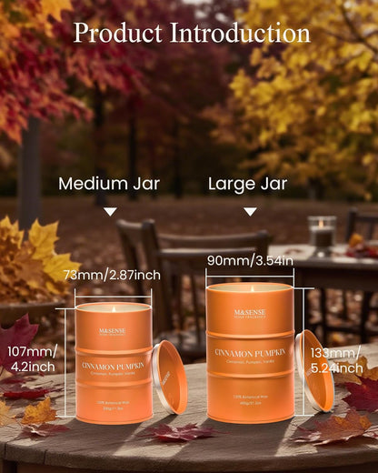 M&SENSE Cinnamon Pumpkin Scented Candles Natural Non Toxic, Aromatherapy Candle for Stress Relief