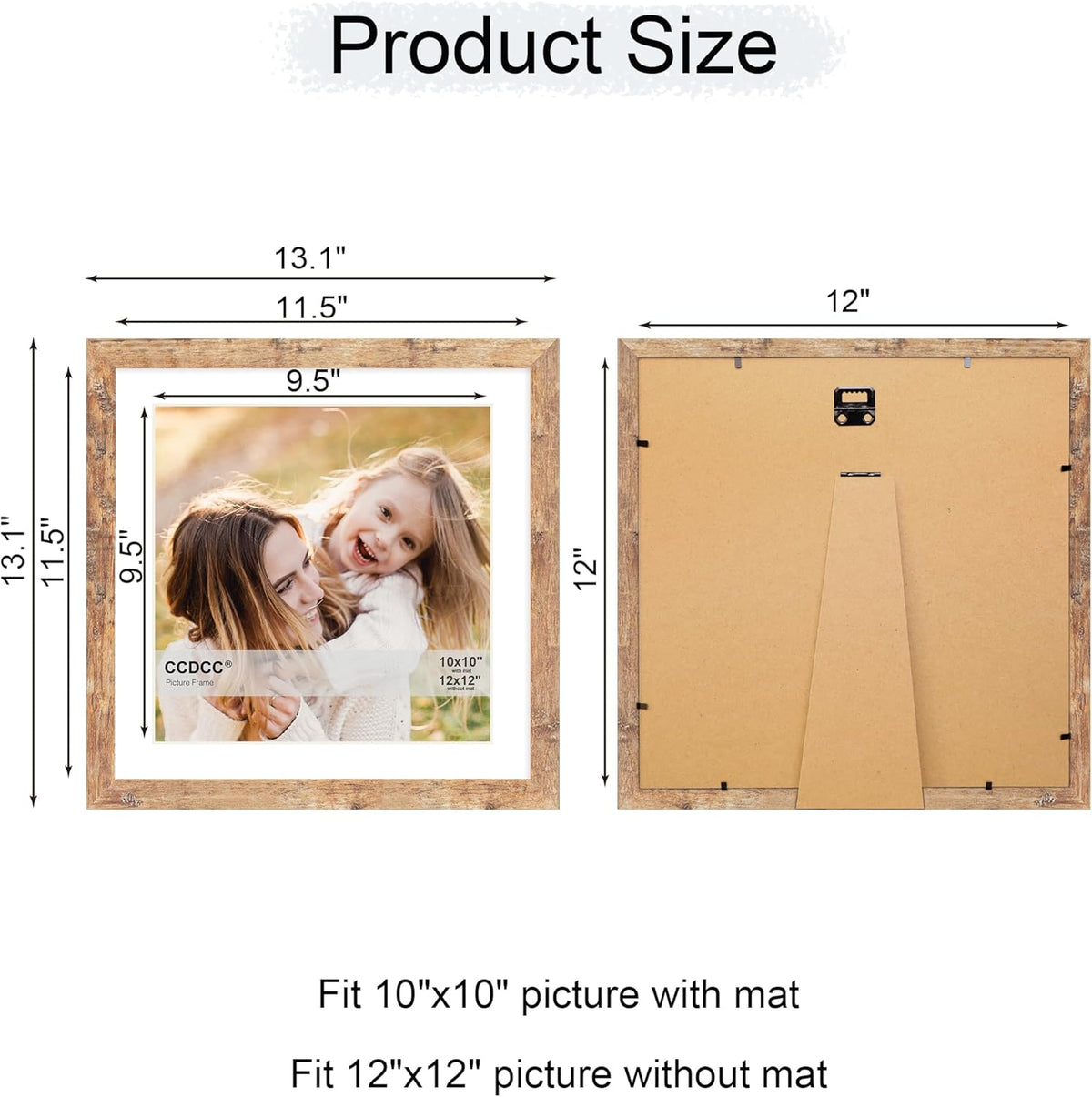 12x12 Picture Frame Set of 4, 12 x 12 Wood Photo Frames with Mat for 10x10 or 30x30cm Diamond