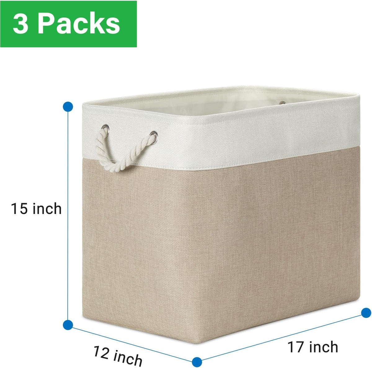 Bidtakay Extra Large Storage Baskets for Organizing 17x12x15.1 inch 3-Pack Fabric Closet Organizers