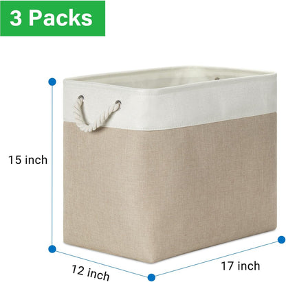 Bidtakay Extra Large Storage Baskets for Organizing 17x12x15.1 inch 3-Pack Fabric Closet Organizers