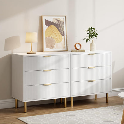 GAOMON 3 Drawer Dresser, Wood Chest of Drawers Organizer Storage with Gold Handle, Small Storage