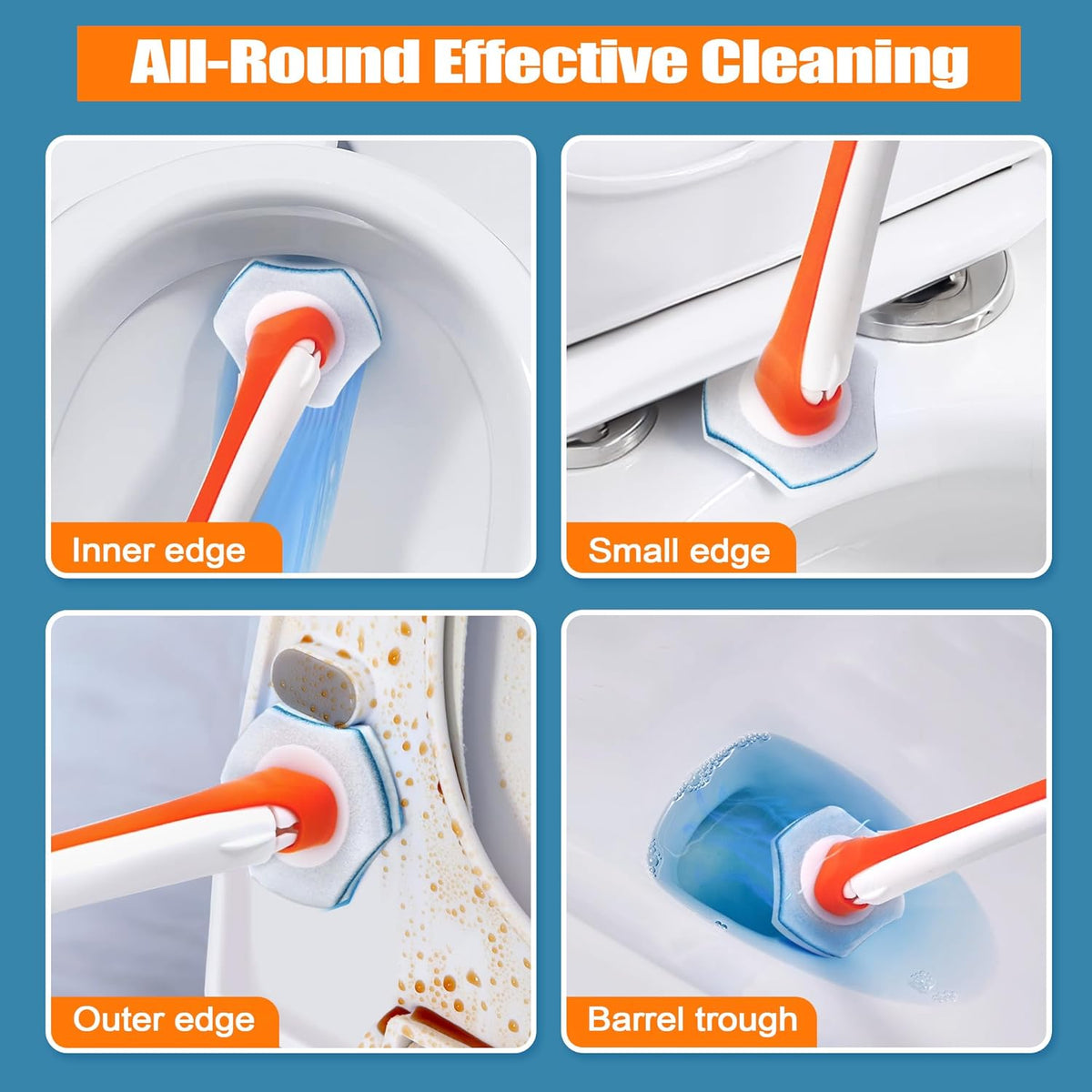 JEHONN Disposable Toilet Bowl Cleaner Wand with 40 Cleaner Refills, Wall Mounted Long Handle