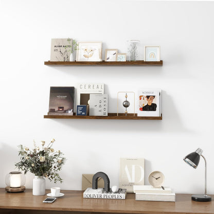 Picture Ledge Shelf, Wood Floating Shelves Set of 2, 36 inch Picture Ledge Shelves, Photo Ledge