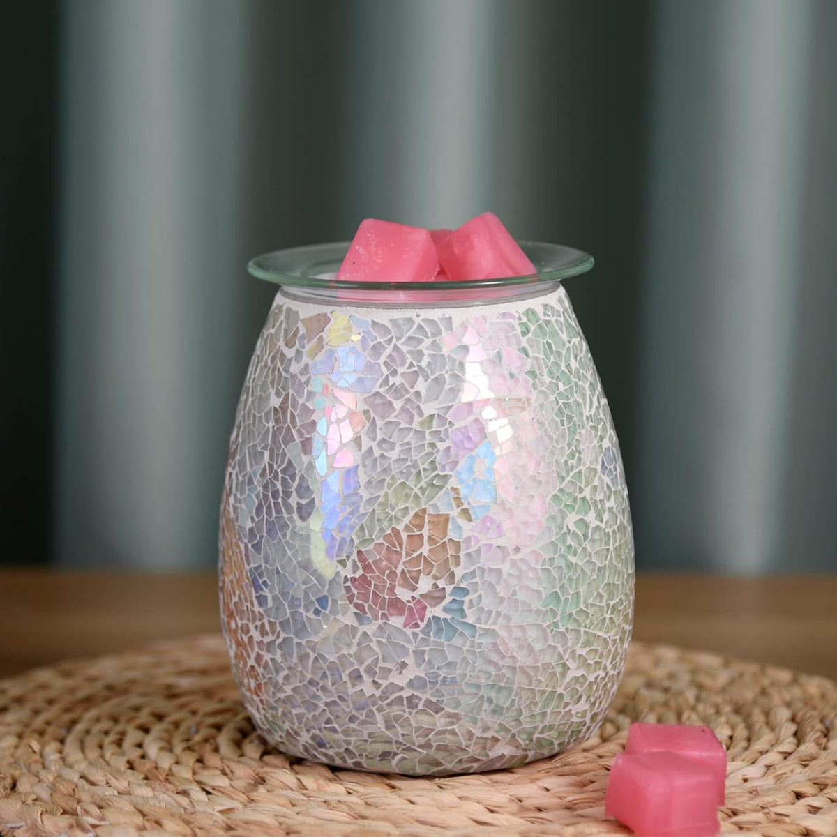 Dicimi Glass Wax Melt Heater, Candle Heater, Mosaic Electric Fuel Burner - Incense Wax Cube Melting