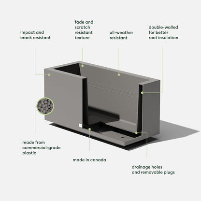 Veradek Block Series Long Box Planter - Large Rectangular Planter for Indoor or Outdoor Patio/Porch