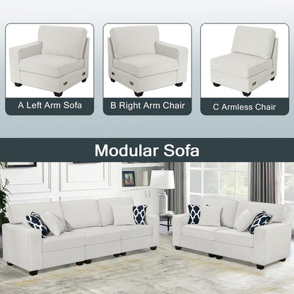 L Lengend Vansen Modular Sectional Sofa U Shaped Couch with Ottoman Modern Reversible Corner