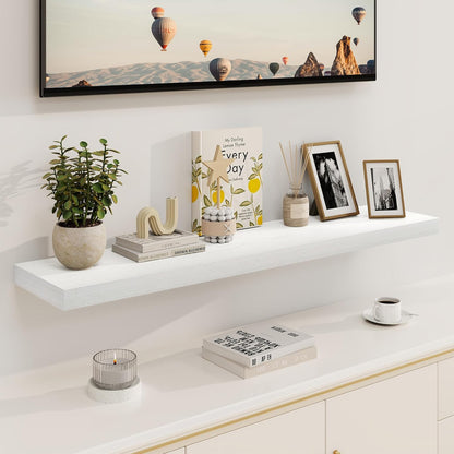 White Floating Shelves 48 Inch Long, 8 Deep Floating Shelves for Wall, Rustic 48" Long Fireplace