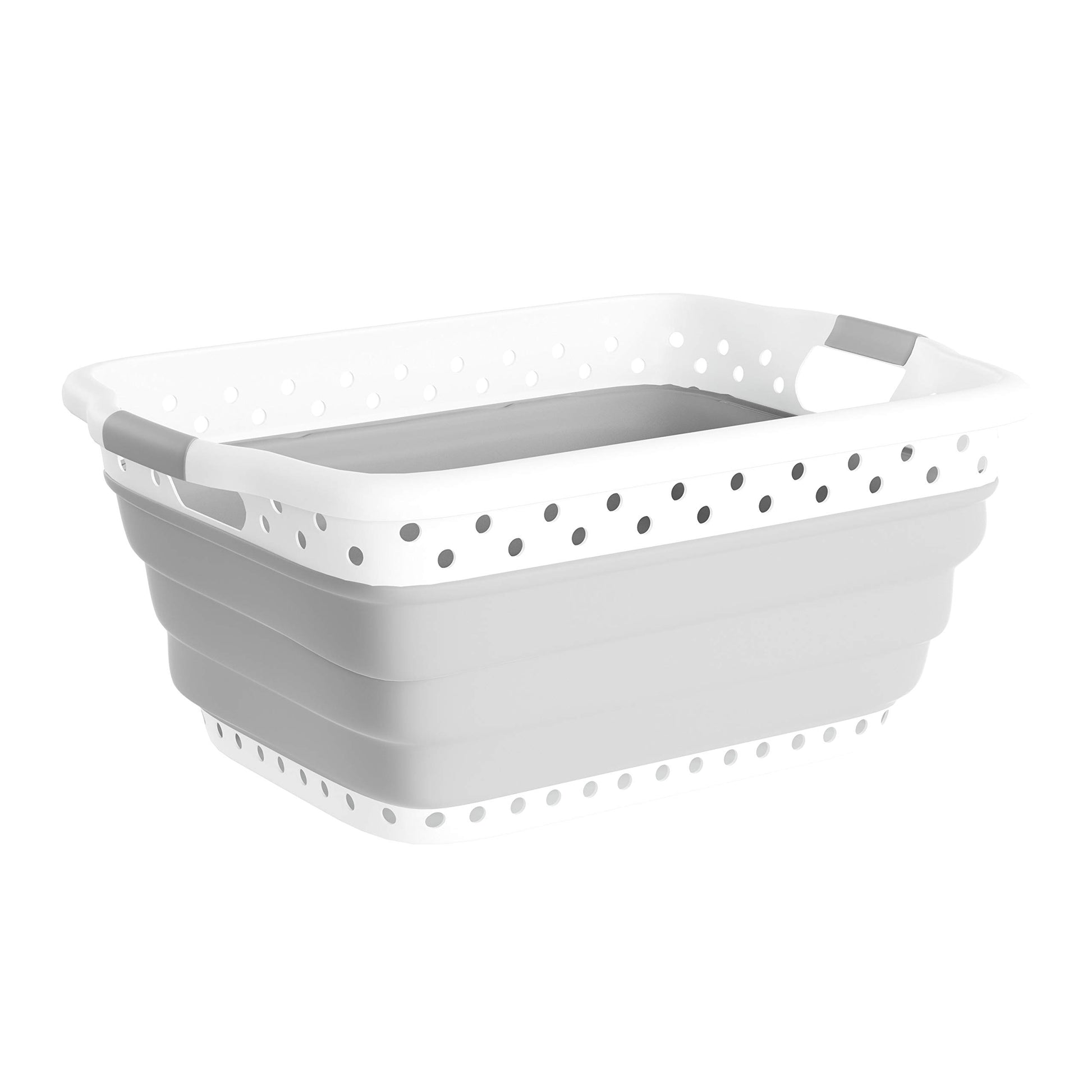 Lavish Home Collapsible Plastic Laundry Basket, Gray, 24.25”x17.5”x10.5”