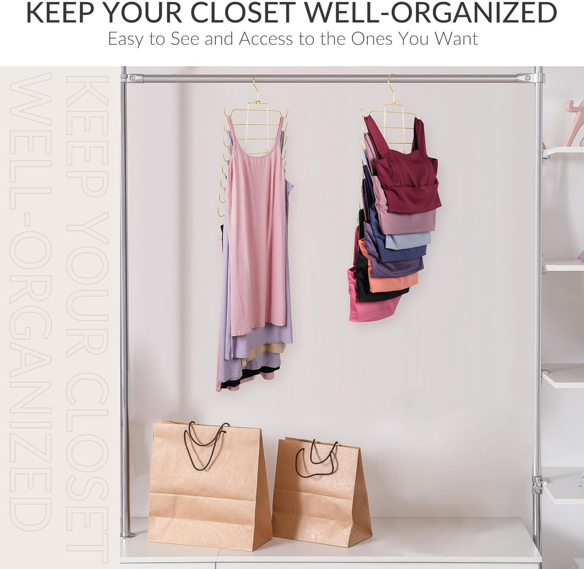 ZEDODIER Tank Top Hanger, Space Saving Bra Hamgers, Non-Slip Hanging Sport Bras Holder, Closet