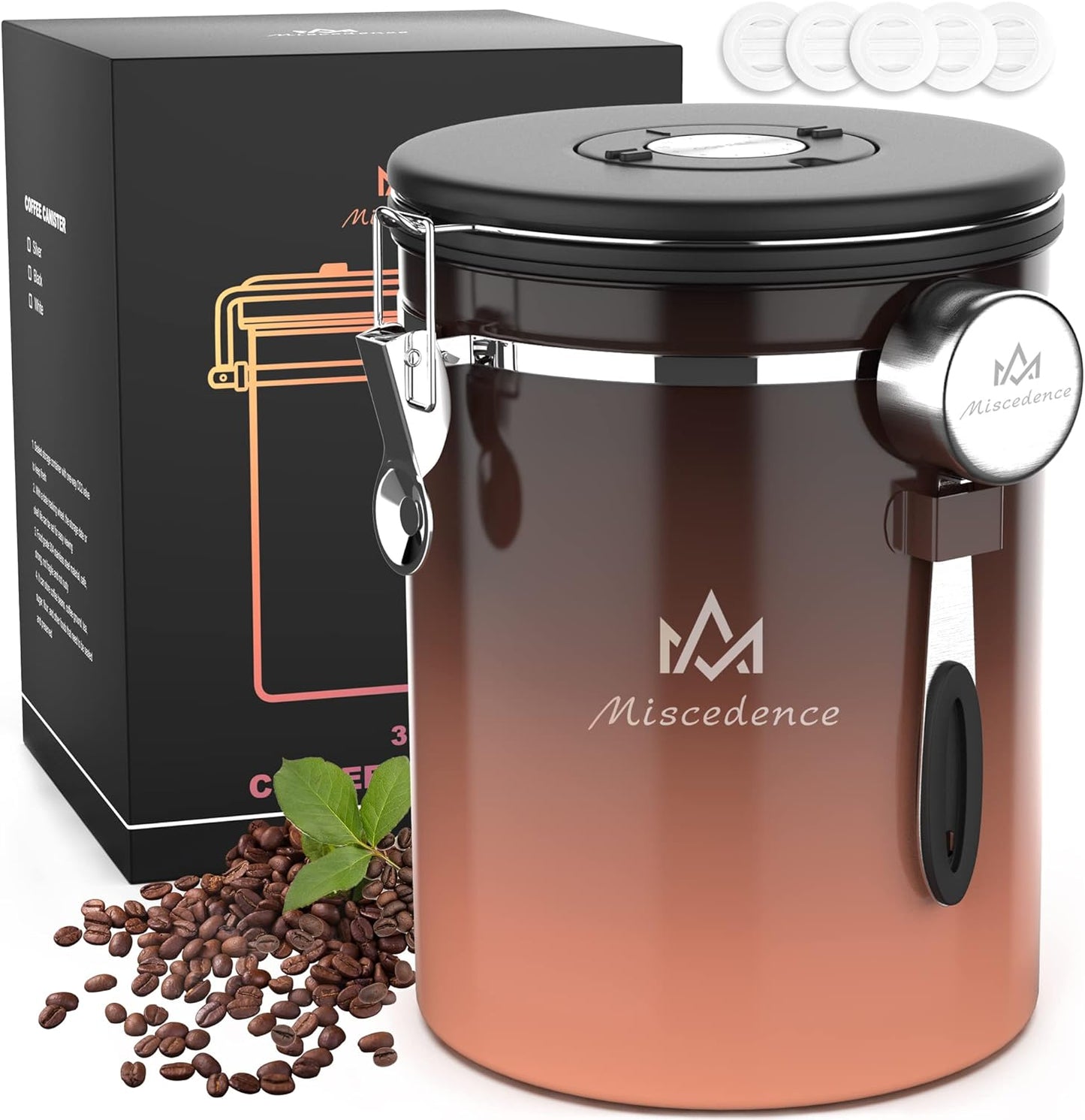 35OZ Coffee Canister for ground coffee with Date Tracker,copper color 304 Stainless Steel Kitchen