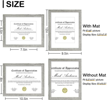 Vittanly 8.5x11 Picture Frames Set of 9, Shatter Resistant Plexiglass, Display 6x8 Pictures with
