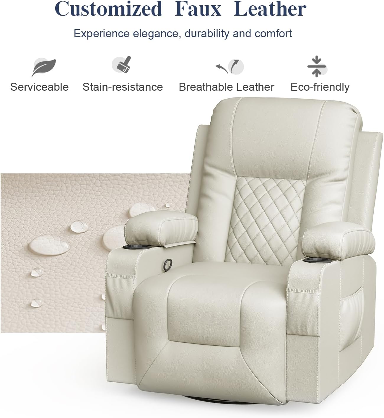 Recliner Chairs for Adults, Massage Rocker with Heated Modern Ergonomic Lounge 360 Degree Swivel