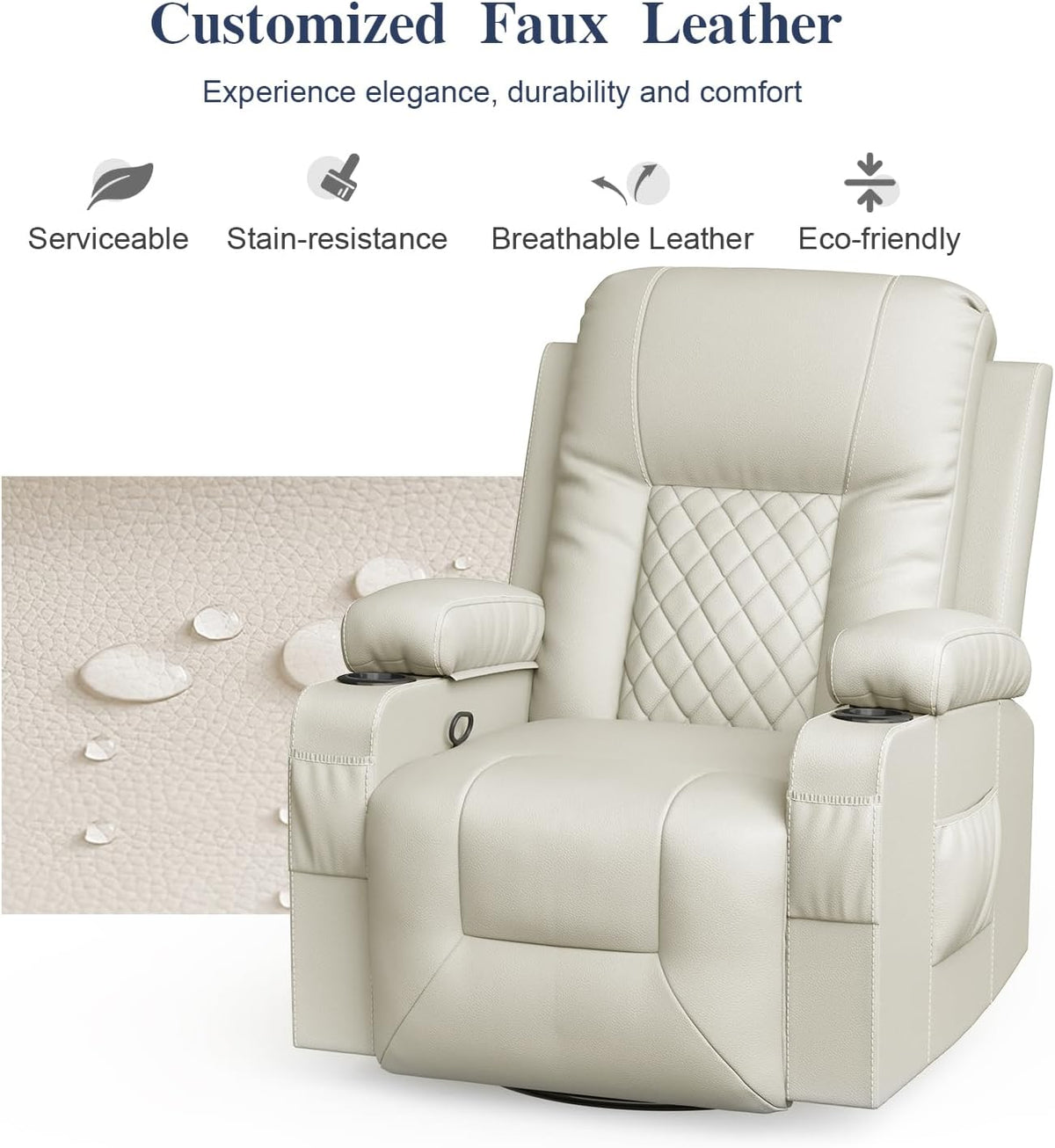 Recliner Chairs for Adults, Massage Rocker with Heated Modern Ergonomic Lounge 360 Degree Swivel