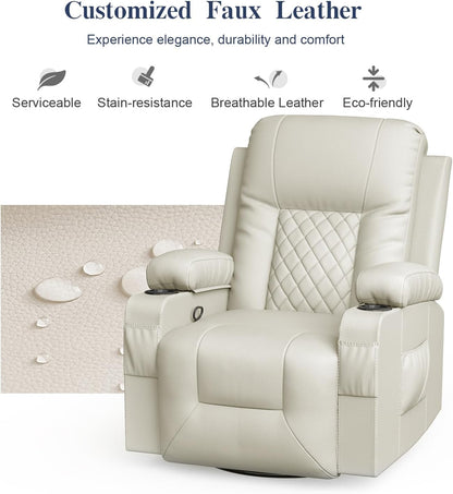 Recliner Chairs for Adults, Massage Rocker with Heated Modern Ergonomic Lounge 360 Degree Swivel