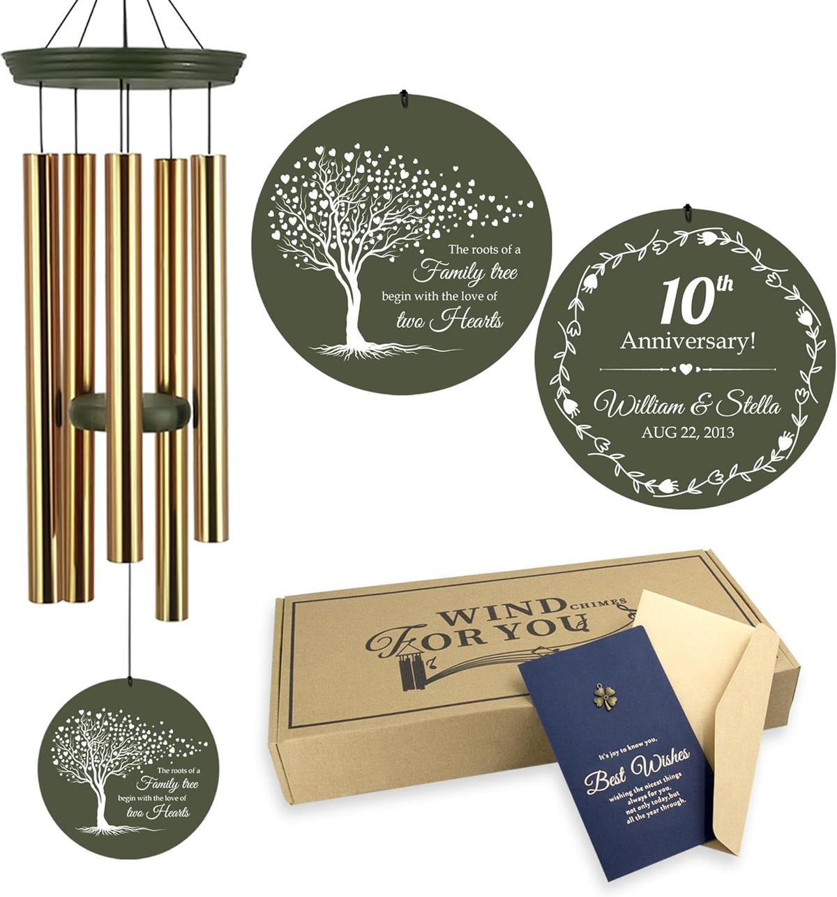 ASTARIN Tree of Life Wind Chimes, Personalized Wind Chimes for 50th Anniversary for Parents Couple