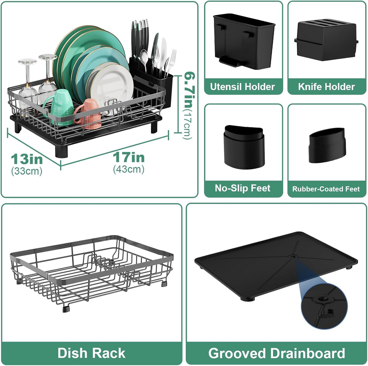 MOUKABAL Dish Drying Rack, Dish Rack, Large Dish Racks for Kitchen Counter, Drying Rack Kitchen