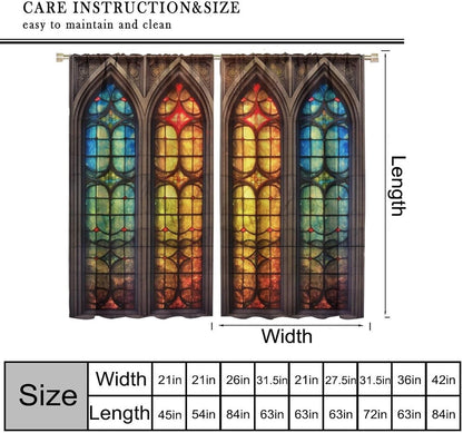 Stained Glass Curtains,Mid Century Vintage Style Abstract Art Home Decor Drapes for Bedroom Living