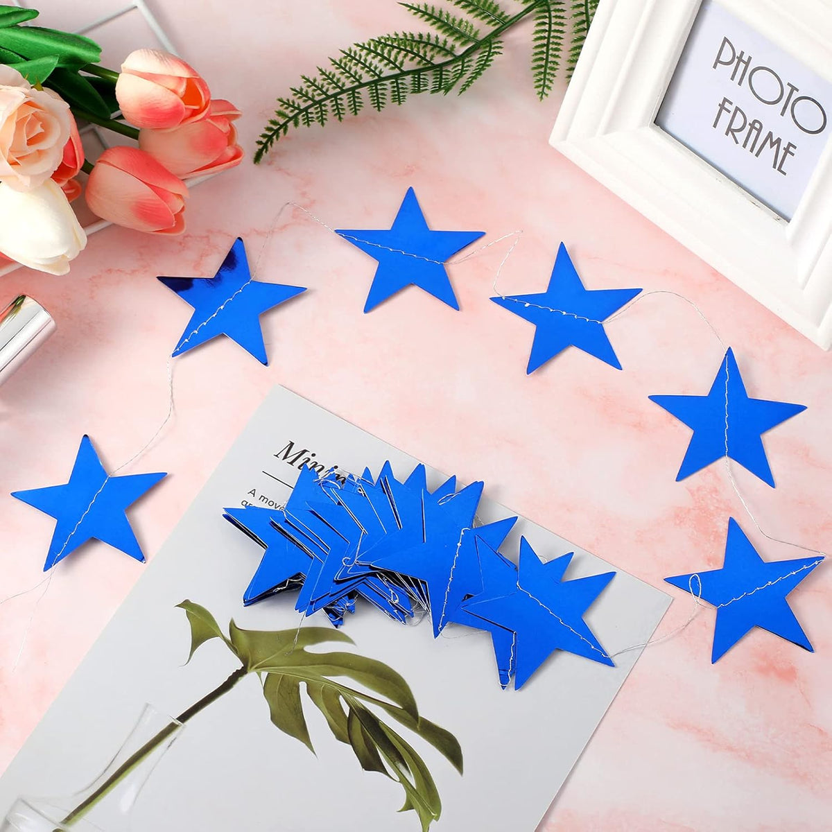 Patelai Glitter Star Garland Banner Decor 130 Feet Star Hanging Bunting Banner Twinkle Backdrop for
