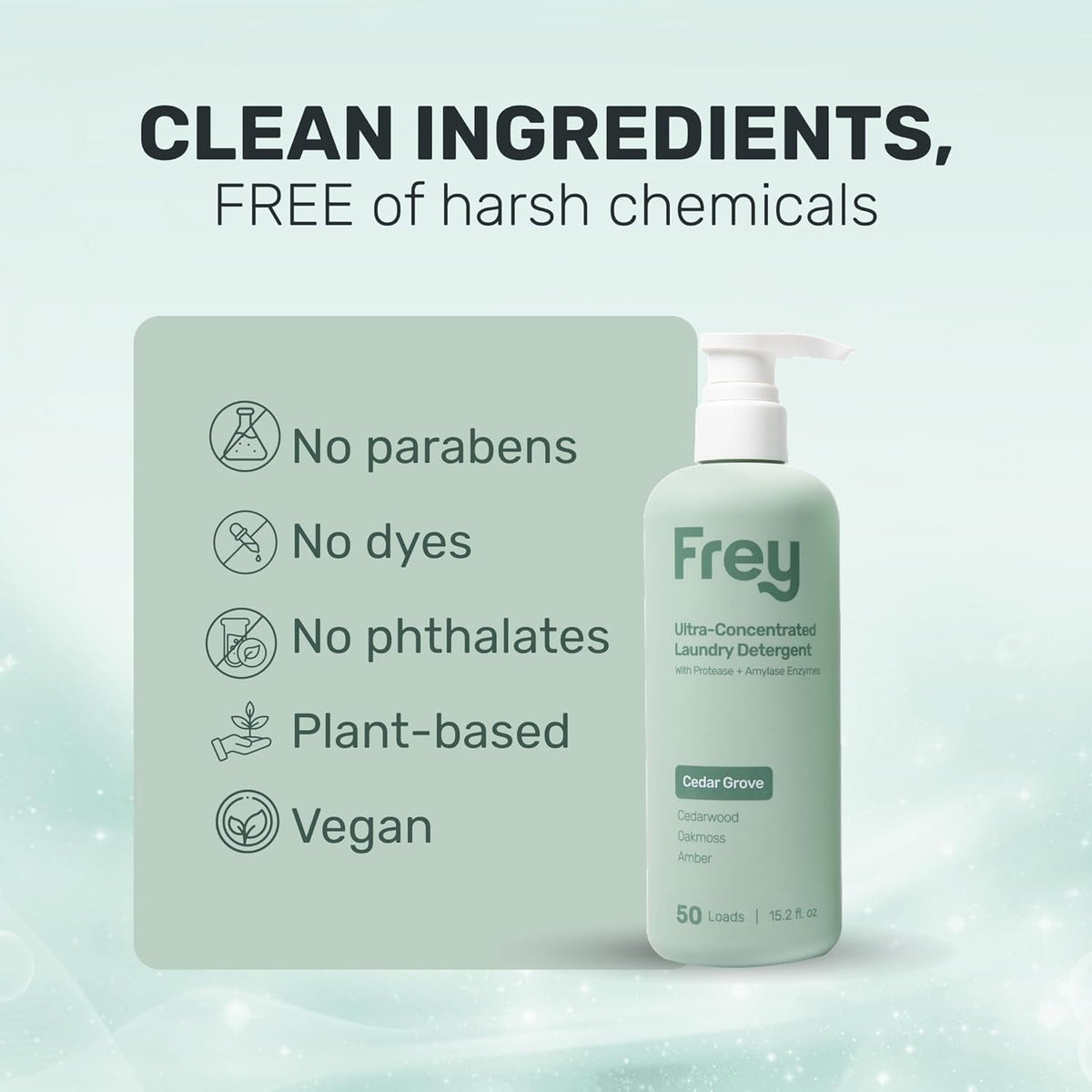 FREY Concentrated Liquid Laundry Detergent | Formulated for Sensitive Skin & HE Washers | Removes