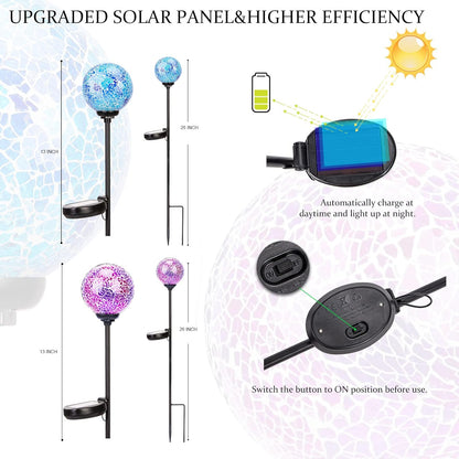 VCUTEKA Solar Garden Decorative Lights Outdoor, Mosaic Solar Light Waterproof LED Pathway Stake
