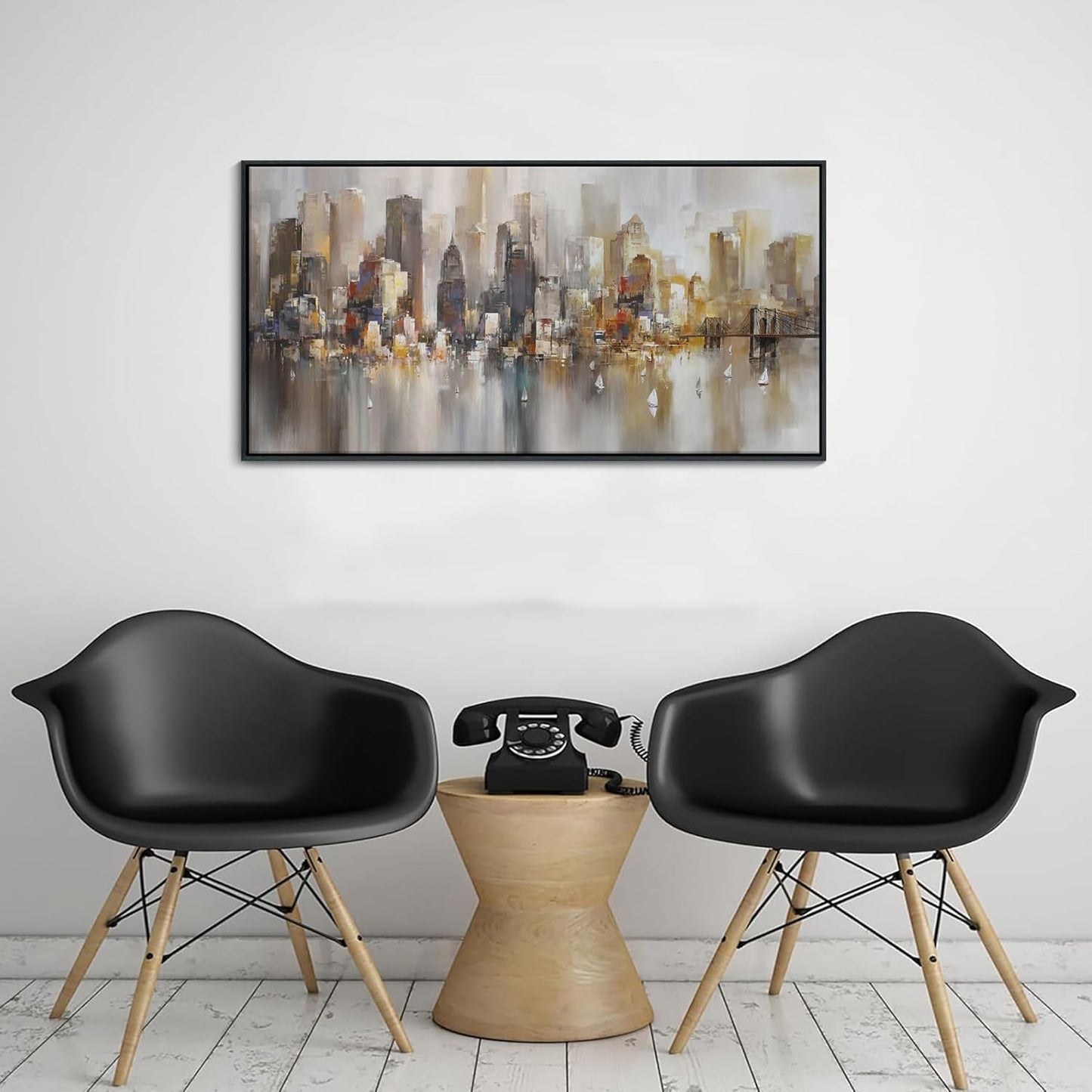 New York City Wall Art -Framed Modern Abstract Wall Art for Living Room, Office & Bedroom Cityscape