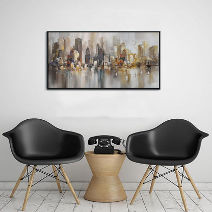 New York City Wall Art -Framed Modern Abstract Wall Art for Living Room, Office & Bedroom Cityscape